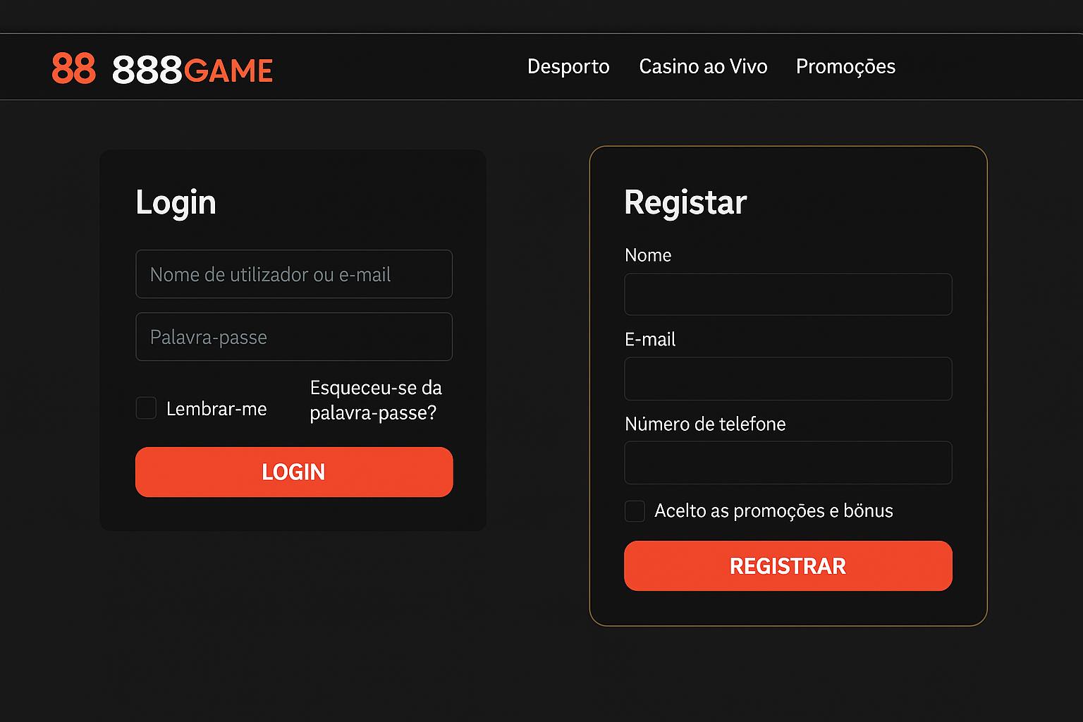Não Perca tempo, o rRgistro na site 888GAME